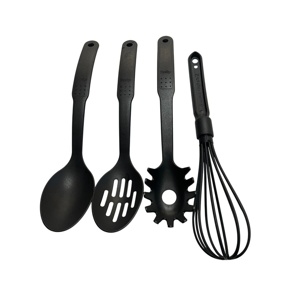 Prestige Black Kitchen Utensil Set Spoon Slotted Spoon Spaghetti Server Whisk